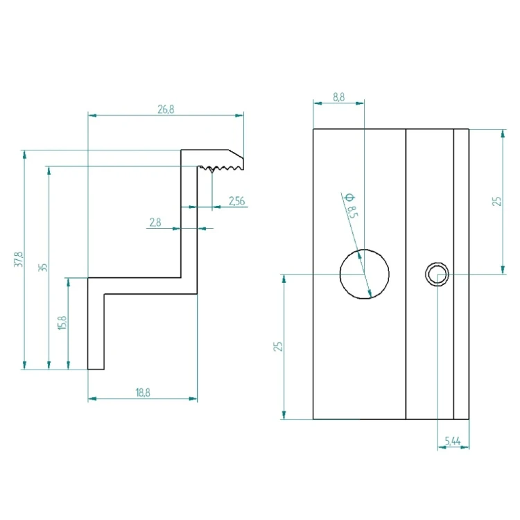 [RDY] Endklemme H35 L50 - roh mit Erdungsstift PV-03-38 (2)