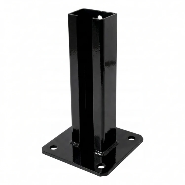 Pfostenfuß für Zaunpfosten 60x40 schwarz RAL 9005 verzinkt 000-153 (1)