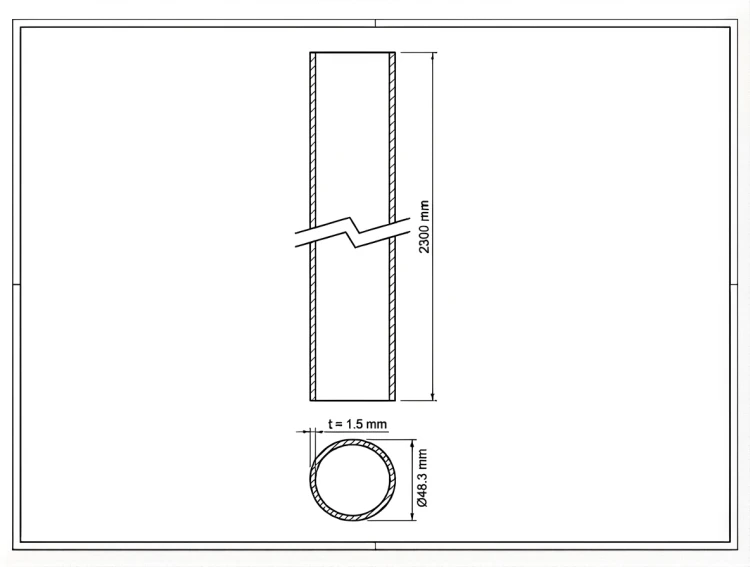 Zaunpfosten Fi 48,3x1,5, Länge 2,3 m, Graphit RAL 7016 000-227 (2)
