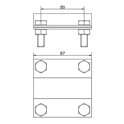 Erdungsverbinder 2-Platten Stab ; B bis 40 mm, Ø 20 mm PV-24-03 (2)