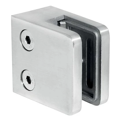 Glashalter 45x45x26 mm, Glas 6-10,76 mm, AISI 304, Flachsystem, Satin 000-260 (1)