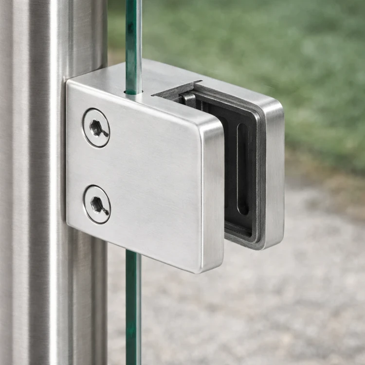 Glashalter 45x45x26 mm, Glas 6-10,76 mm, AISI 304, Flachsystem, Satin 000-260 (3)