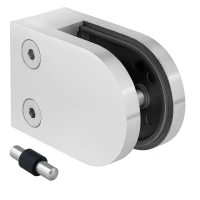 Glashalter 50x40x26 mm, Pin, Glas 6-10,76 mm, AISI 304, Flachsystem, Satin