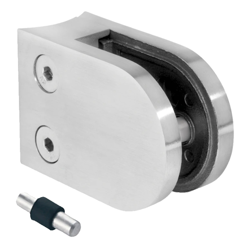 Glashalter 50x40x26 mm mit Pin, Glas 6-10,76 mm, AISI 304, System 42,4, Hochglanz 000-264 (1)