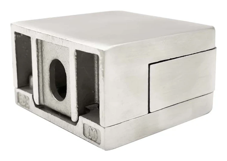 Glashalter 45x45x26 mm mit Pin-Halterung Glas 6–10,76 mm AISI 304 flaches System Satin 000-268 (3)