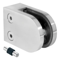 Glashalter 50x40x26 mm Pin Glas 6-10,76 mm AISI 316 flaches System Satine