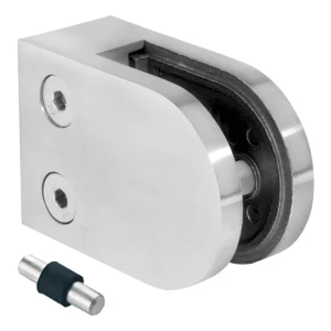 Glashalter 50x40x26 mm Pin Glas 6-10,76 mm AISI 316 flaches System Satine