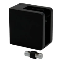 Glashalter 45x45x26 mm für flache Oberfläche mit Halterung schwarz