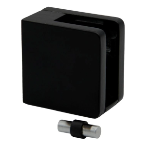 Glashalter 45x45x26 mm für flache Oberfläche mit Halterung schwarz