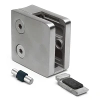 Glashalter 6-10,76 mm 45x45x26 mm Pin AISI 304 System 42,4 mm Satine