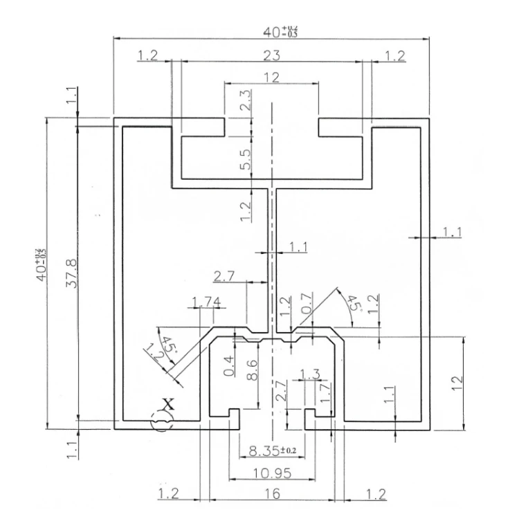 Aluprofil 416cm 40x40 für Hammerkopfschrauben PV-01-09 (3)