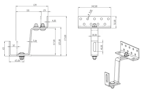 Dachhaken Vario 3x Verstellbar Edelstahl A2 1.4301 - 120mm PV-08-33-A2 (1)