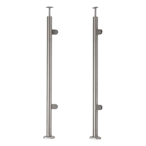 End-Pfosten rechts/links Ø 42,4x1060mm AISI304 2 Glashalter bodenmontiert