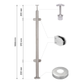 Eckpfosten für Balustrade aus Glas Ø 42,4x1060/1102,4mm 4 Halter geschliffen 000-559 (2)