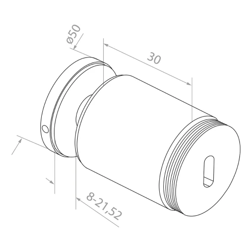 Punktbefestigung für Glas 10,38-17,52mm Ø 50/30/M10x40 EDELSTAHL AISI304 System flach gold 000-565 (2)