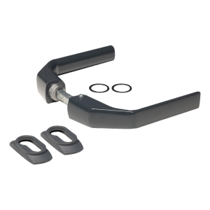 PSG – Stahl-Türdrücker 125×80 mm anthrazit, Komplett-Set mit Abdeckrosetten