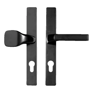 Türschild mit Drücker und Knauf 72 mm schwarz – Stahl, pulverbeschichtet