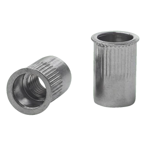 Blindnietmutter durchgehend M6 A2 AISI 304 – reduzierter Kegelkragen, geriffelter Schaft