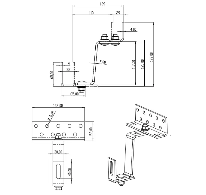 Dachhaken Vario 3x Verstellbar Edelstahl 1.4016 - 120mm PV-08-13-H17 (1)