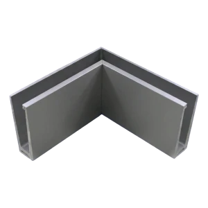 Innen-Eckprofil aus Aluminium für randlose Glasgeländer 200×120×45 mm – Montage von oben, satiniert