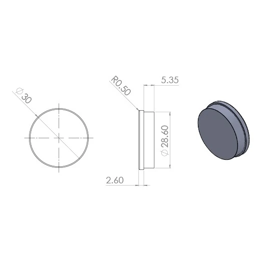 Kozza Aluminium-Abdeckkappe für Vollglas-Geländerprofile KE 105 / KE 115 – matt eloxiert 000-847 (3)