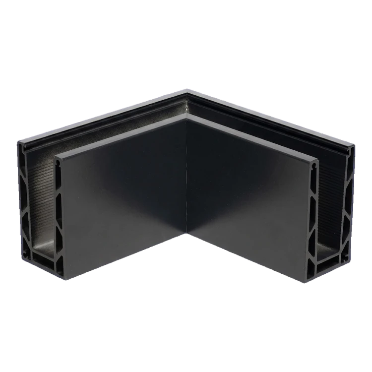 Kozza KE 100 – U-Profil Eckstück außen 90° für Ganzglasgeländer, dunkelgrau RAL 7021 000-858 (1)