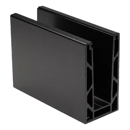 Kozza KE 100 – U-Profil für Vollglasgeländer 5000 mm schwarz, Montage von oben 000-861 (1)