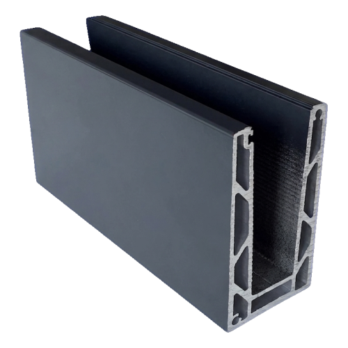 Kozza KE 100 – U-Profil für rahmenlose Glasgeländer 5000 mm anthrazit 000-862 (1)