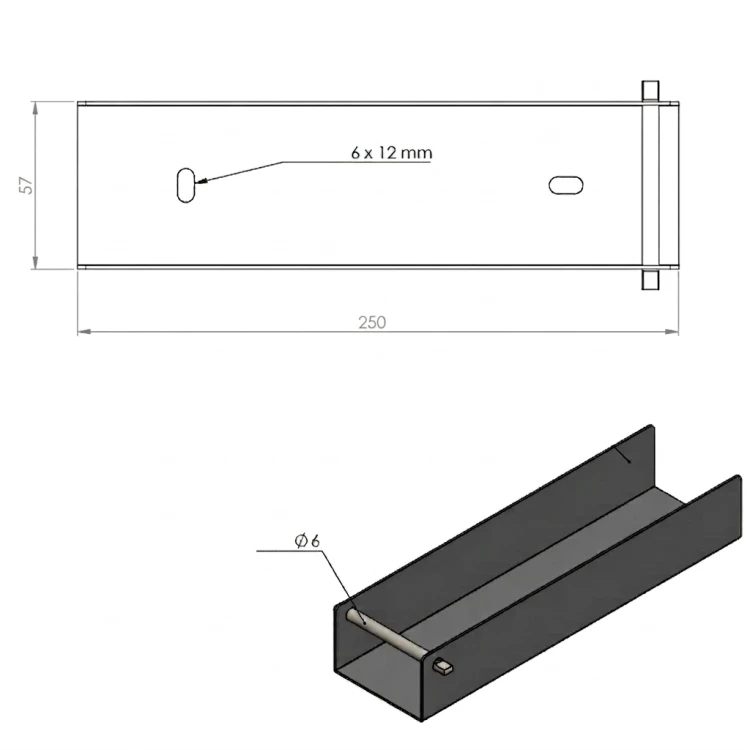 U-Profil Verbinder Halter für Sockelplatte 250x55 Braun GPV-700-45 (3)