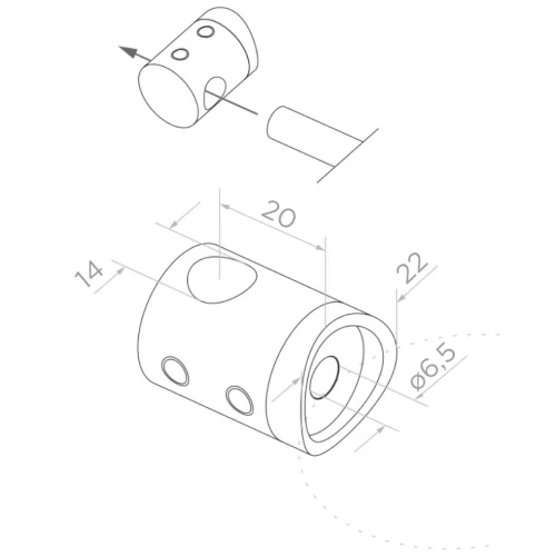 PSG Durchgangshalterung für Balustrade für Stab ø 14 mm – Rohr 42,4 mm AISI 304 satiniert 000-905 (2)