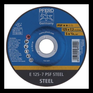 PFERD E 125-7 PSF STEEL – Schleifscheibe für Stahl 125 × 7,2 mm (Packung 10 Stück)