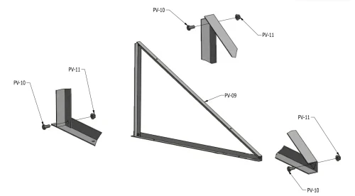 Montagedreieck 15 vertikal 1400x1352x374 PV-09-01 (2)
